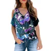 Женская футболка Summer Women Fashion v Neck Vintage Tie Dye Print с плеча с половиной рубашки верхняя часть повседневной плюс плюс женская рубашка
