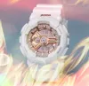 Iced Out Sport-Quarz-Damen-/Herren-Digitaluhr, Weltzeit, LED-Kaltlicht, Dual-Display, Gummi-Silikon-Gürtel, superleuchtende, wasserdichte Uhren, Montre de Luxe