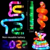 LED Flash Popper Tubes Sensory Toy For Adult Fidget Stress Relieve Toys Kid Autism Anti Stress Plast Bellows Children Press Toy