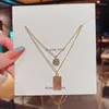 Pendant Necklaces Metal Double Stacked Wearing Portrait Coin Necklace Female INS Cold Wind Clavicle Chain Fashion Network Sweater Gift