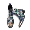 Fashion Printed Nightclub Ankle Boots New Casual Men Party Leather Shoes High Heels Motorcycle Handmade Winter Boots
