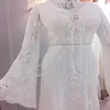Princess Flare Sleeve Boho Vestido de noiva 2022 Sexy sem costas de crochê de crochê sereia bohemian praia vestidos de noiva longos robe elegante de mariée vestido novia