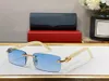 Zonnebrillen 2023 Vintage rechthoek Randloze zonnebrillen Designer Dames Mens Zonneglazen frame blauwe lens houten brillen