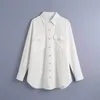 Kadınlar beyaz bluz gömlek uzun kollu yakalı inci düğmeleri zarif moda kadın bluz gömlek üstleri femme mujer blusas 210709