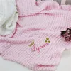 Swaddling kinderlijn mousseline deken gepersonaliseerd baby cadeau katoen geboren babi boy girl baby bedding wrap 220712