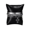 Charm Armbänder Luxus 3 teile/satz Edelstahl Kreuz Armband Männer Schmuck Offene Brangle Schnitzerei Spanische Schrift Pulseira BileklikCharm Ray