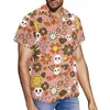 Men's Casual Shirts Halloween Theme Print Skull Short Sleeve Shirt Summer Men Hawaiian Fashion Plus Size Single Breasted Top 5xlMen's