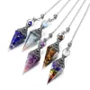 Pendant Necklaces Natural Hexagon Point Pendulum For Reiki Wicca Dowsing Balancing Spiritual Resin Crystal Stone Pendulums NecklacePendant