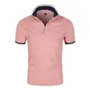 Camisa de pólo masculino Casual Color Solid Lapeel Cotton Blend Manga curta Desgaste formal de negócios de ponta -vendimento masculino 220608