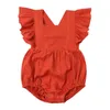 Zomer baby ruffed rompers baby peuter linnen jumpsuits kleding jongens en meisjes ruche mouwloze lichaamsdelen uit één stuk kleding m4156