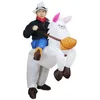 Costume de poupée mascotte cheval noir, costume gonflable de cowboy, costume de noël pour carnaval cavalier, costumes d'halloween pour hommes