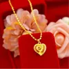 Pendant Necklaces Not Fade 24K Gold Peach Heart Necklace For Girlfriend Women Wedding Engagement Jewelry With Chain Choker Birthday GiftPend