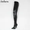 Sorbern Custom Extreme Long Boot 95Cm Crotch High Plus Size 46 Boots Women Lace Up Stiletto Boots Unisex Personalized Calf Width