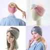 AWAYTR Strass lavorato a maglia nodo croce fascia per le donne Headwraps Autunno Inverno Ragazze Turbante Fasce elastiche per capelli Accessori per capelli AA220323