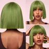 緑色の短いボブウィッグ女性のための前髪と耐熱性合成ウィッグコスプレ毎日使用ロリータヘアスタイルブラックピンクワインレッド220622