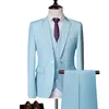 Męskie Garnitury Lato Solid Color Casual Slim Three-Piece Suit Single Row One Button Profesjonalny formalny garnitur