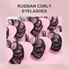 Cat Eye False Eyelashes Fluffy Russian Curling Lashes Volume Strip Thick Large Curved Dramatic Faux Mink Lashes 10 Pairs Pack Fake Eyelash