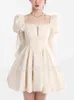 2022 Yaz Lolita Mini Elbise Y2K Rahat Uzun Kollu Dantel Vintage Zarif Tek Parça Elbise Kore Dış Giyim Kısa Parti Elbise Kawaii G220414