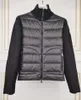 남성 브랜드 스탠드 칼라 다운 코트 울 뜨개질 접합 디자인 자켓 얇은 슬림 파카 그린 블랙 컬러 사이즈 M-XL