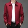 Men's Trench Coats Business Jaqueta masculina Autumn Casual Turndown Collar Zipper Simple Men de meia-idade Dad Coube