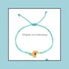 Очарование браслетов Daisy Woven Bracelet Регулируемый черный розовый цветок Ha dhbqx