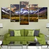 Montagnes et plateaux enneigés sous la brillance toile HD imprime affiches décor à la maison mur Art photos 5 pièces pas de cadre