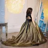gold Shiny Flower Girl Dresses Sequin Sleeveless Fluffy Little Princess Birthday Party Pageant Gown Backless Black Holy Communion Girl Dresses