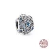 Plata brillante cielo océano azul zorro búho cuenta ajuste Pandora encantos plata 925 pulsera de cuentas para Diy