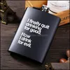 Hip Flasks Drinkware Kitchen Dining Bar Home Garden 8Oz Ounce Black Wine Pot Portable Adt Outdoors Matte Stainless Steel English Letter M