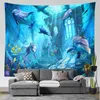 Mattvägg hängande undervattensvärld delfin tapestry hippie boho rum dekor psykedelisk j220804