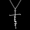 Pendant Necklaces 1pc Stainless Steel Cross I Love Jesus Grace Trust Chain Necklace Women Men Fashion Jewelry Gift WholesalePendant Godl22