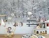 3d wallpaper mural Children's room winter snow scene card animal world background wall wallpapers mural for bedroom walls