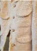 New Autumn fashion womens o-neck tassel fringe single breasted tweed woolen beading jacket coat plus size casacos SML