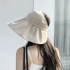 Summer double-layer fisherman hat female empty top sun hat black glue coating outdoor UV protection foldable sunshade XHJ189