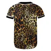 Camisetas para hombres Leopardo impresión Sexy Summer uniforme de béisbol de manga corta Tamaño grande para hombres Impresión digital Digital Ropa deportiva botón
