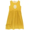 Abiti casual Dolce Abito estivo da donna Senza maniche Sciolto in cotone giallo con volant Orlo Papillon sul retro Ricamo in pizzoCasual CasualCasual