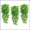 Fleurs décoratives couronnes de fête festive fournitures jardin à la maison 3 pack plantes artificielles de suspension ivy vigne fausses feuilles de paramètres de la salle de mam