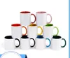 11oz Hot selling billet sublimation ceramic mug color handle inner color DIY transfer heat press printing water mugs by sea Inventory DAF467