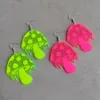 Baumeln Kronleuchter Acryl Mode Hipster Pilz Ohrringe Fluoreszierend Grün Rosa Party Unterhaltung Disco Zubehör Für Frauen GirlDan