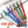 100pcslot Ballpoint Advertising Custom 100pcs оптом для компании Business Pen Blue Black Ink 220704