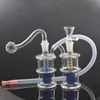 Small Glass Bong Hookahs Mini Bottle Beaker Bongs Inline Matrix Birdcage Perc Classical Smoking Water Pipes with 10mm Male Glass Oil Burner Pipe and Hose