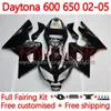 Bodys للدراجات النارية لـ Daytona600 Daytona650 02-05 هيكل العمل 148no.2 Cowling Daytona 650 600 CC 02 03 04 05 Daytona 600 2002 2003 2004 2005 ABS Fairing Kit White