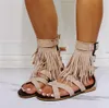 Designer Handmade Women's Sandals Tassels Large Size 47 Flat Heel Summer Sexy Evening Party Prom Daily Wear Fashion Shoes H01-W01