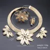 Women New Design Brazil Gold Color Leaves Necklace Earrings Ring Bangle Bride Wedding Party Gift Jewelry Set