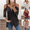 Zomer mode solide kleur casual top dames sexy lowcut vneck zipper stiksel kanten middensleeve plus size t -shirt dames 220615