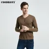 Camisinho da marca Coodrony Button casual Button Vneck camisa de pulôver Spring Autumn Slim Fit Manga longa malha algodão macio Pull Homme 220811