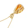 Black Angel Luxury Mermaid 18K Gold Citrine Gemstone Pendant Necklace for Women Fashion Jewelry Christmas Gift 220722