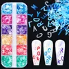 12 Girds Colorful English Alphabet Nail Art Decorations LETTER LEST