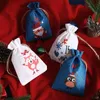 Geschenkwikkel Kerst jute Drawstring Bag Cartoon 24 Nummers Decoratieve set kinderzakken