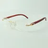 Plain glasses frame 3524012 with original wooden legs and 56mm lenses for unisex